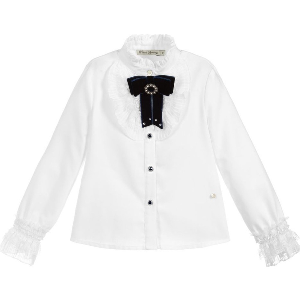 LIKE NEW!✨Piccola Speranza Girls White Cotton Ruffle Blouse 2Y